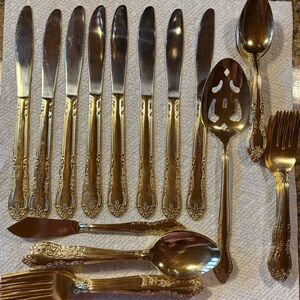 Susan Farber Collections Gold and Silver Flatware Set